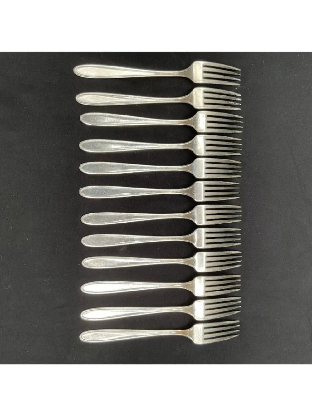 Lot of 12 Community Plate Silverplate Salad Forks Monogram H Vintage Flatware